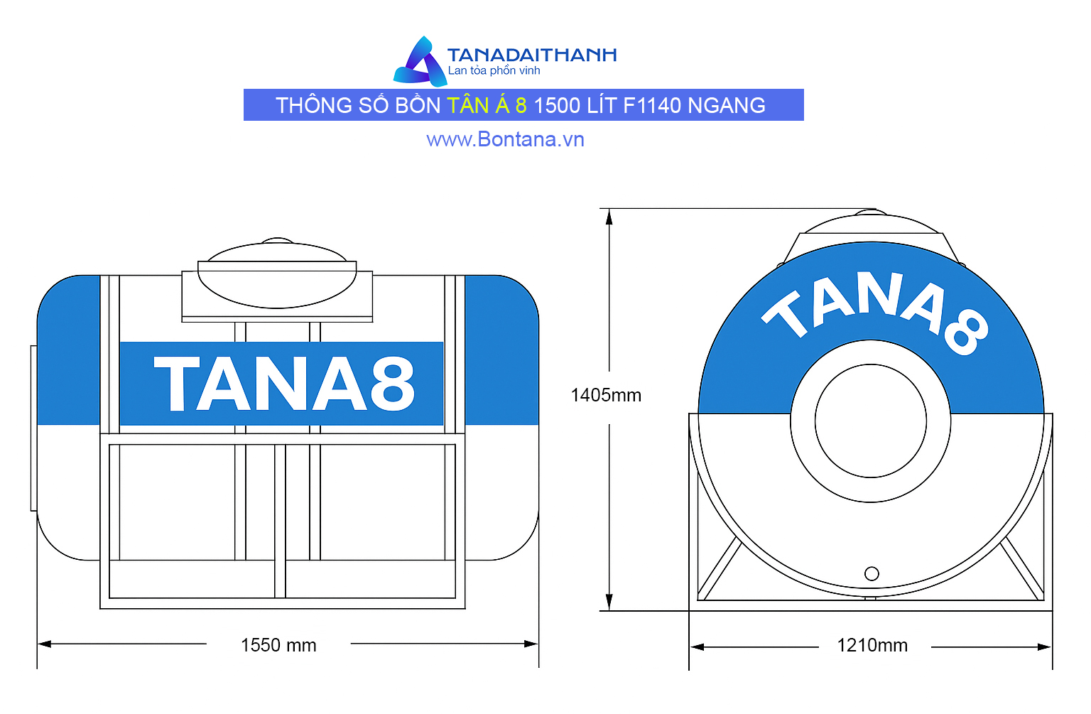 Thông số kỹ thuật bồn tân á 1500 lít