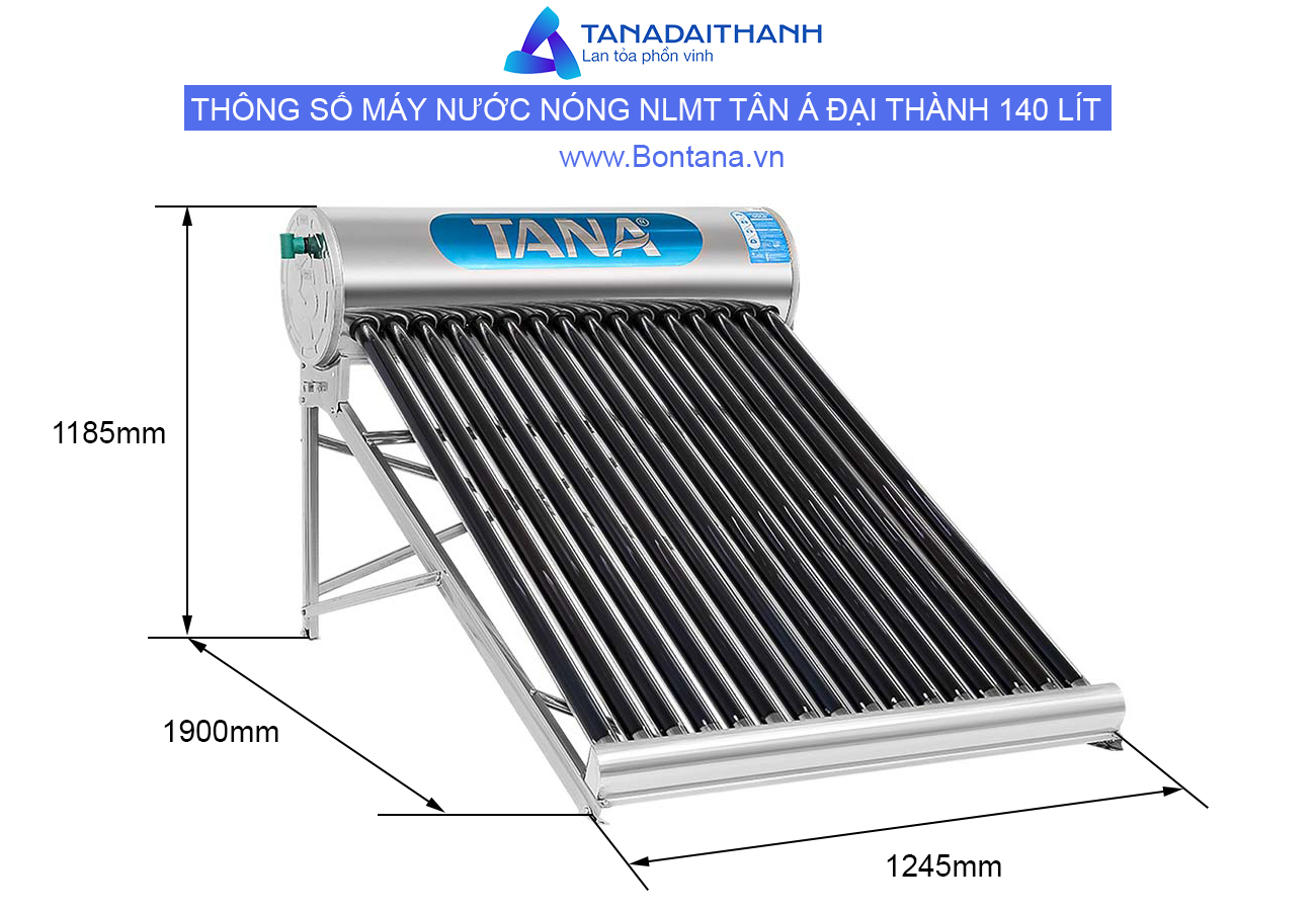 Thông số năng lượng mặt trời tân á 140 lít