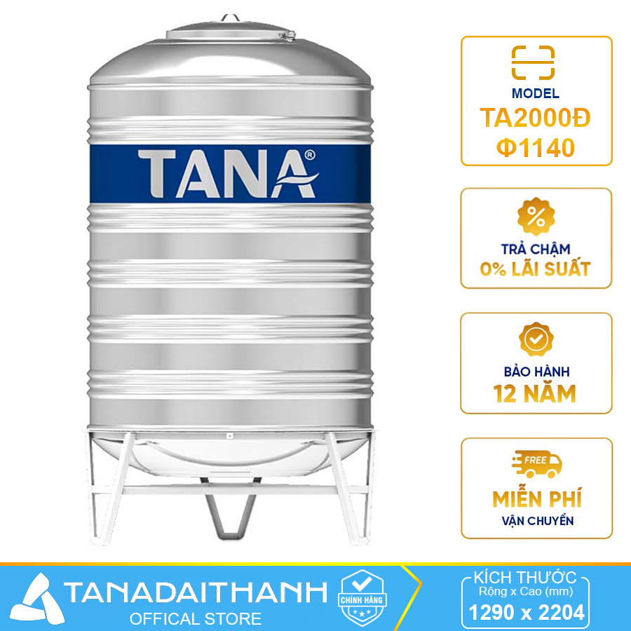 Bồn nước Tân Á 2000 lít đứng F1140