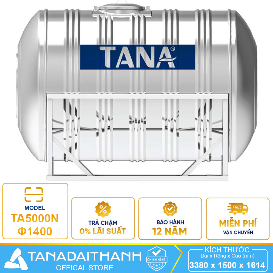 Bồn nước Tân Á 5000 Lít Ngang F1400